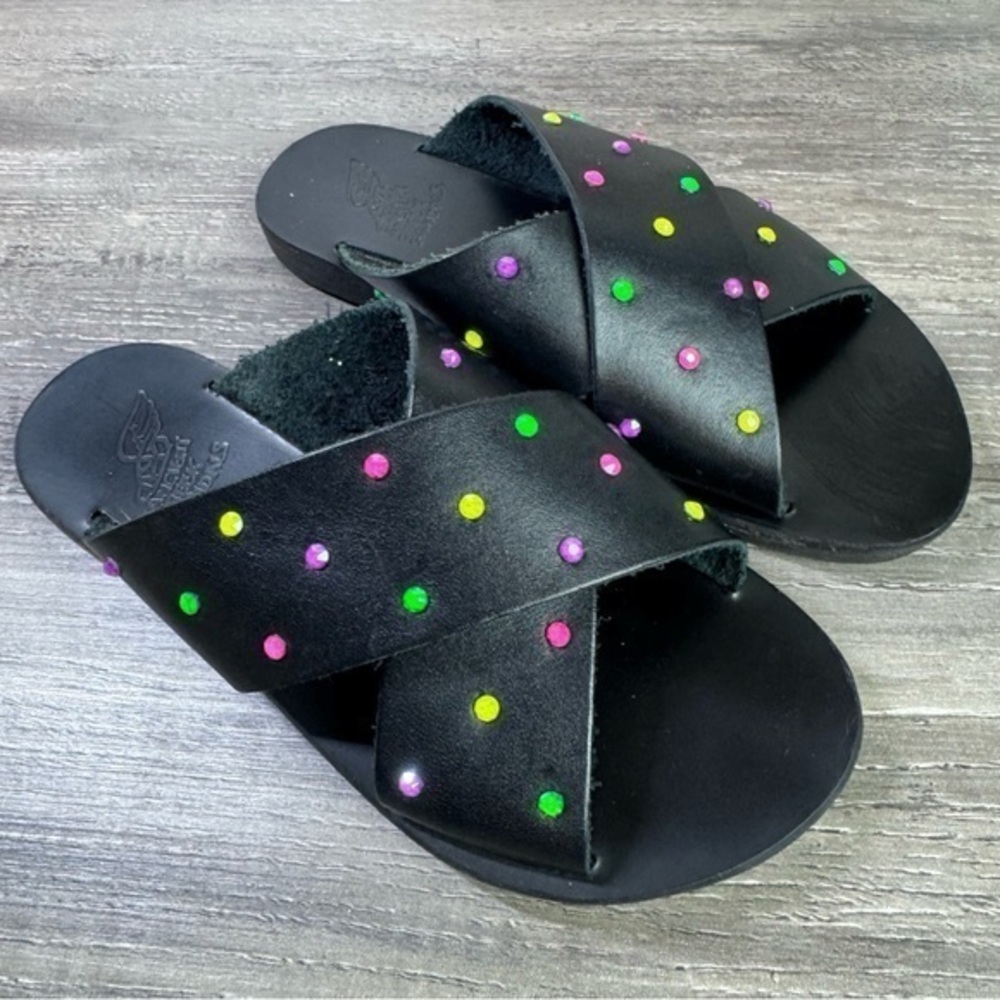 Ancient Greek Sandals Swarovski Leather sandals size 29/US toddler 12 EUC RARE